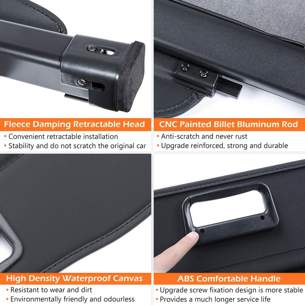 Black Retractable Rear Cargo Cover Pack of 2 T834050