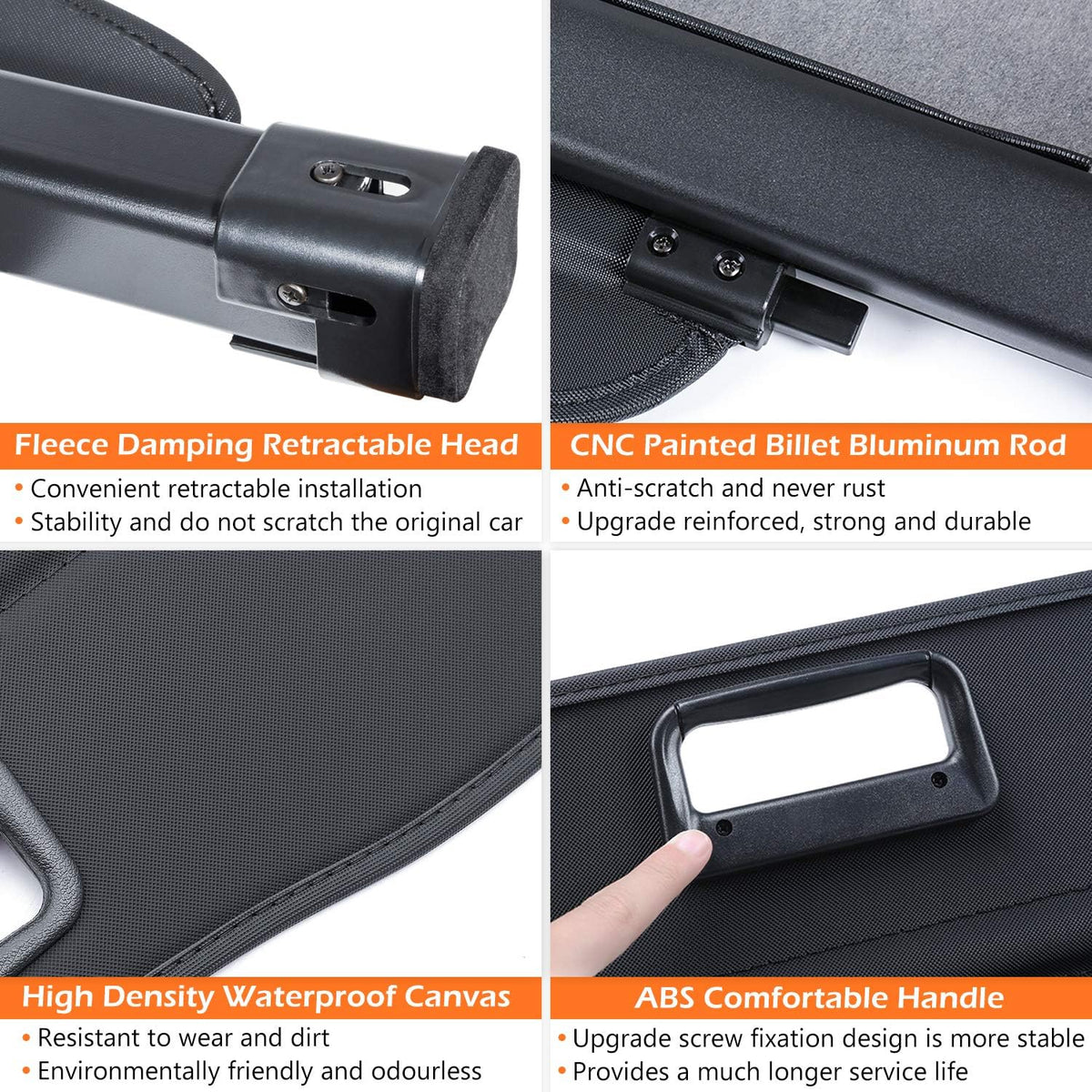 Black Retractable Rear Cargo Cover Pack of 2 T834050