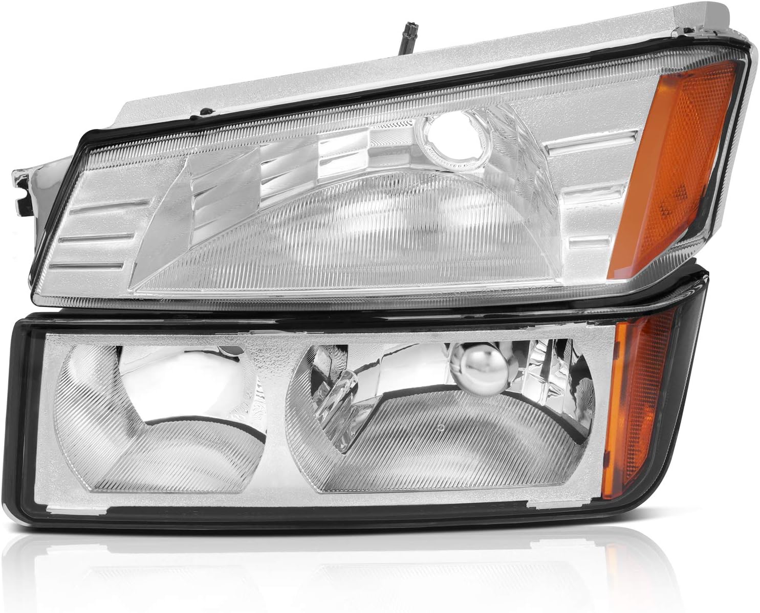 Chrome Housing Amber Reflector Headlight Assembly Pair N461807