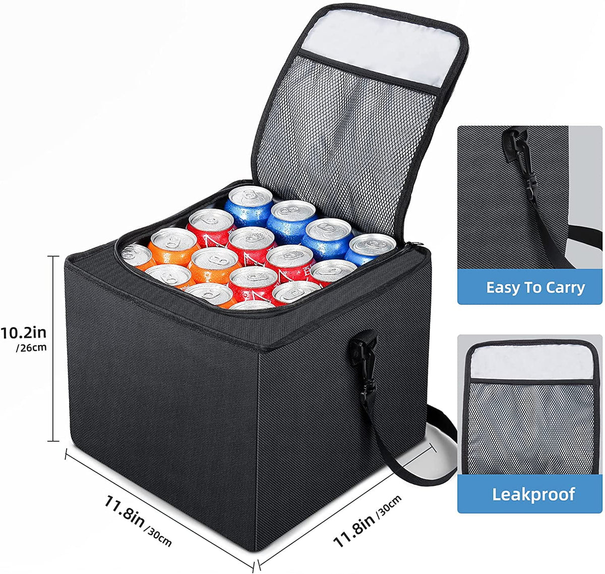 Black Collapsible Car Trunk Organizer with Cooler Bag V51195