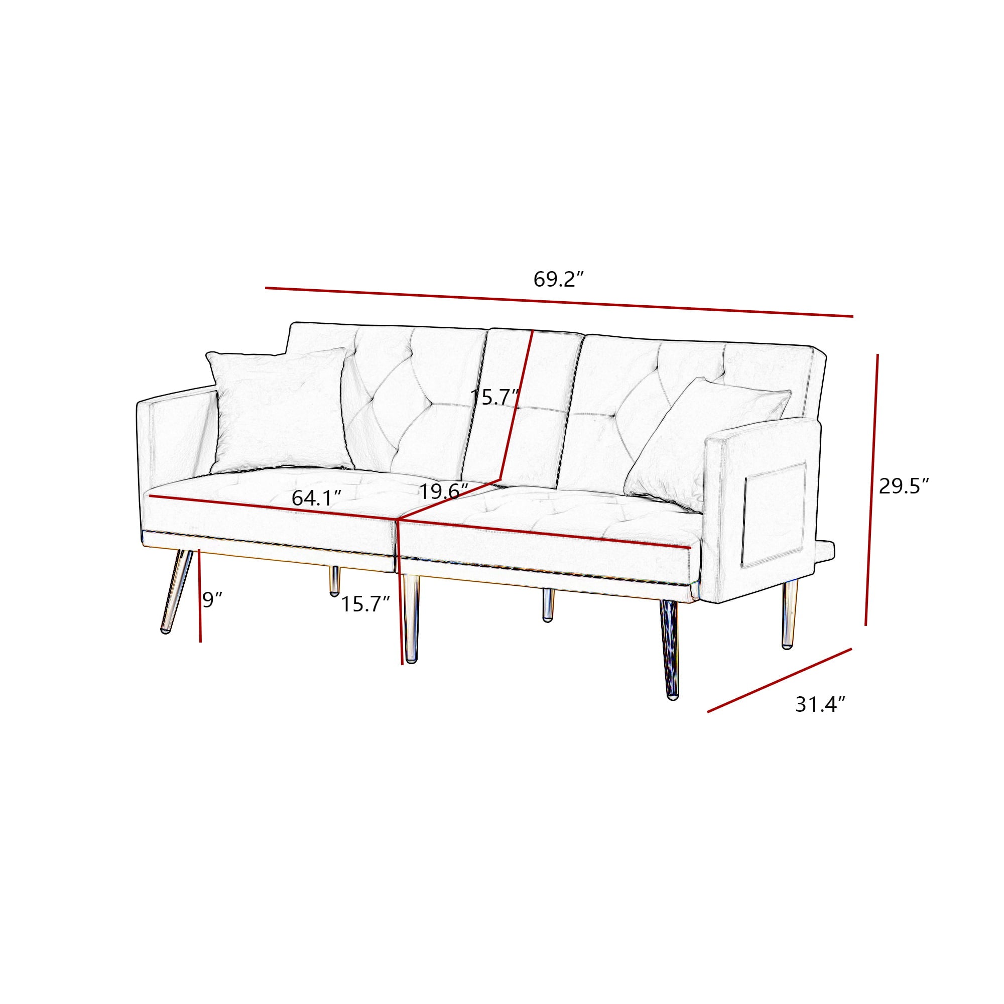 White Sofa Bed L108