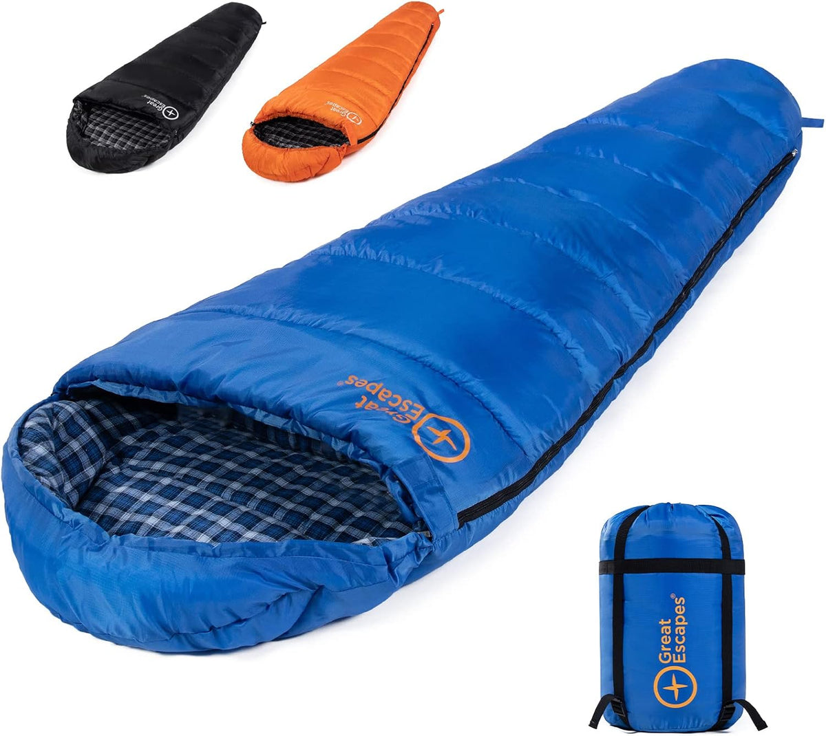 Cotton Flannel Mummy Sleeping Bag with Compression Sack D447747