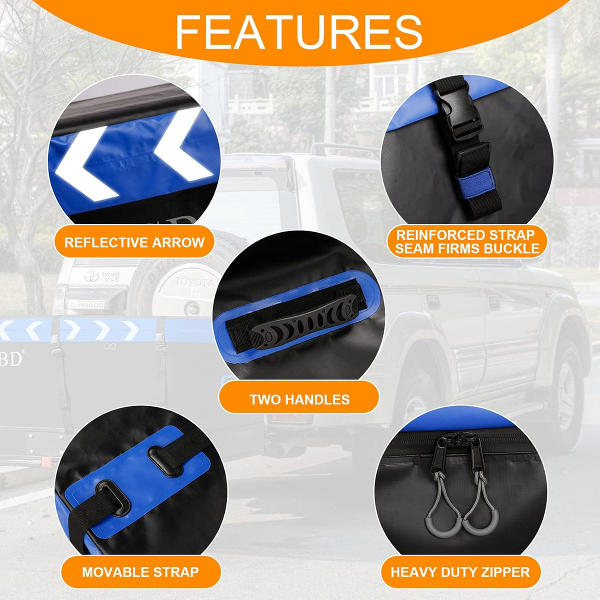 Hitch Cargo Carrier Bag, 20 Cubic Feet, Soft-Shell Waterproof Vehicle Cargo Carrier with 6 Reinforced Straps R3461