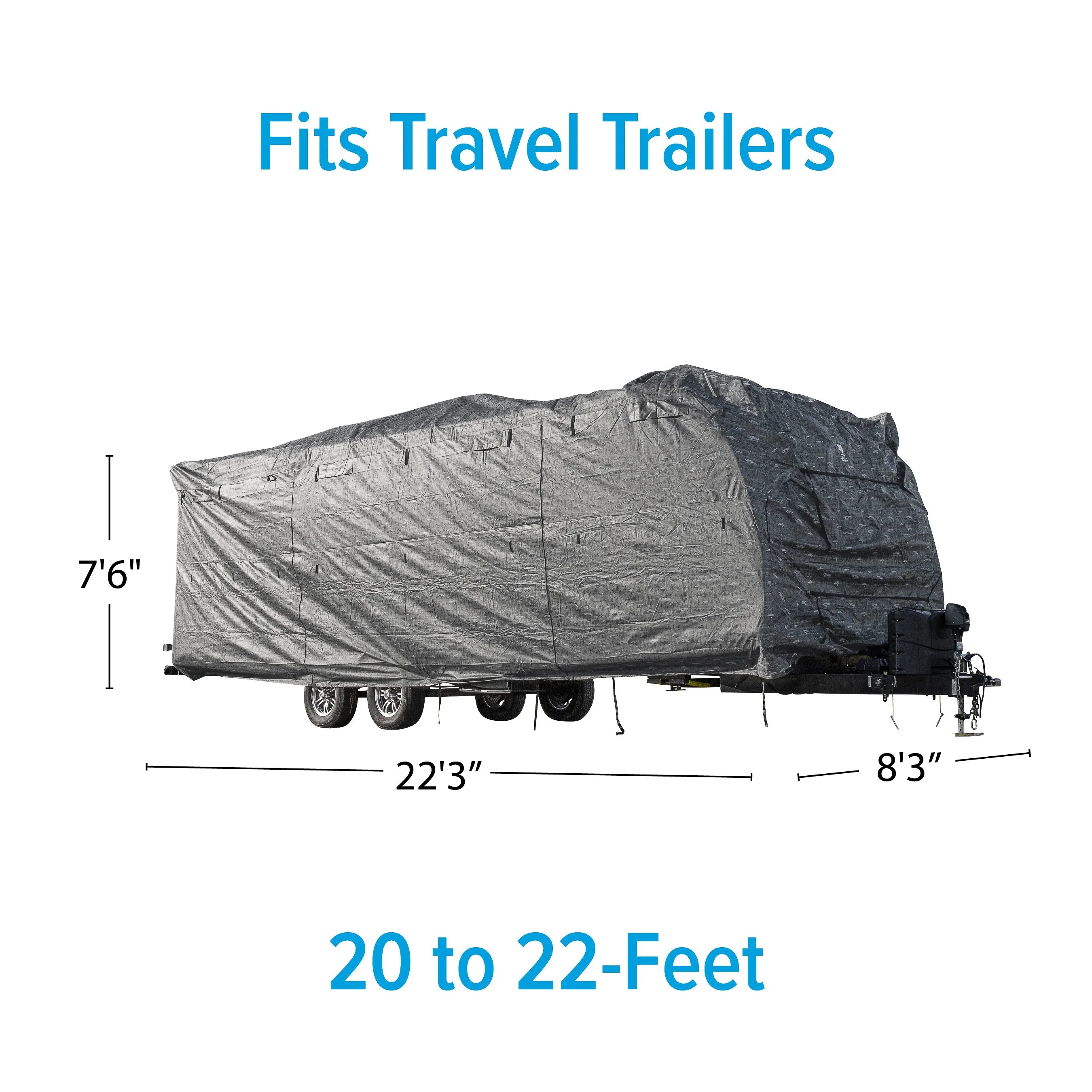 Camper/RV Cover for Travel Trailers 20 to 22-feet, Heavy-Duty Breathable Spun Bond Polypropylene, Dark Gray S81838