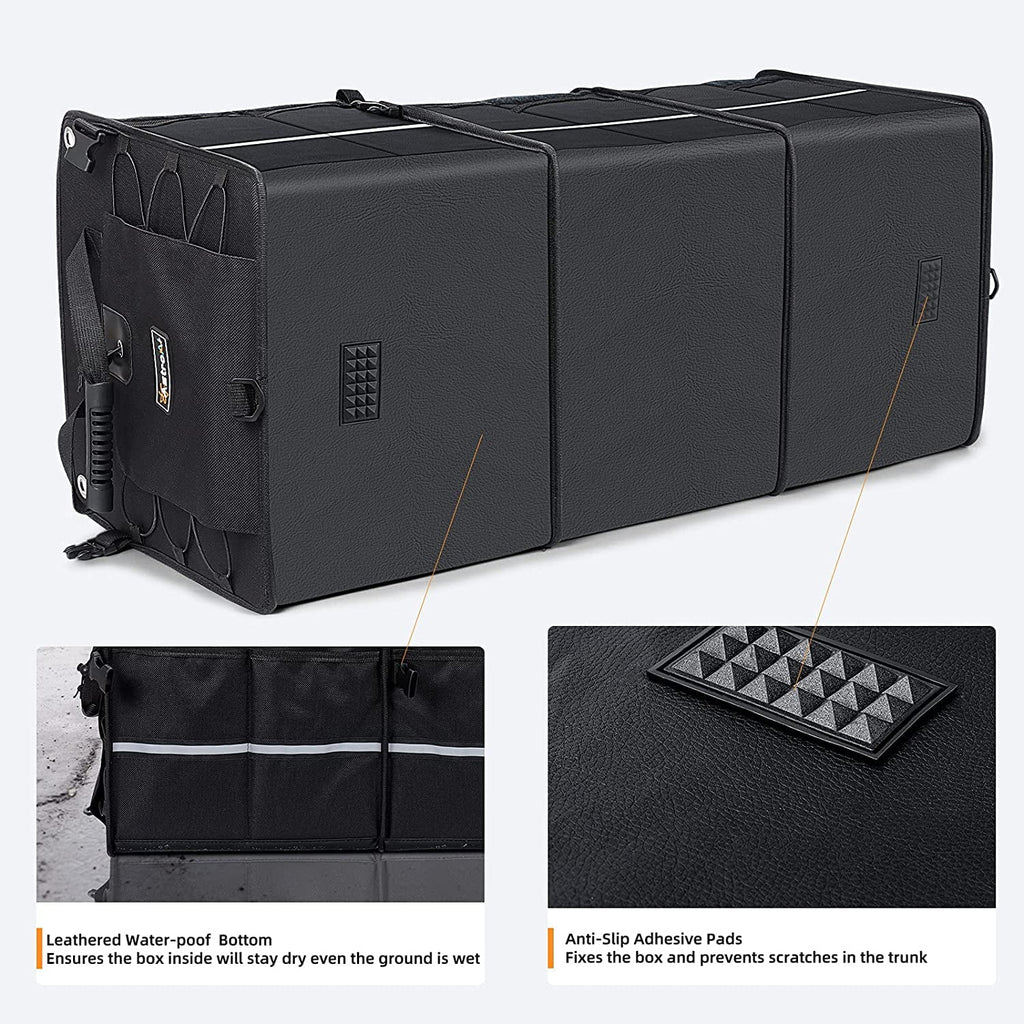 Black Collapsible Car Trunk Organizer with Cooler Bag V51195