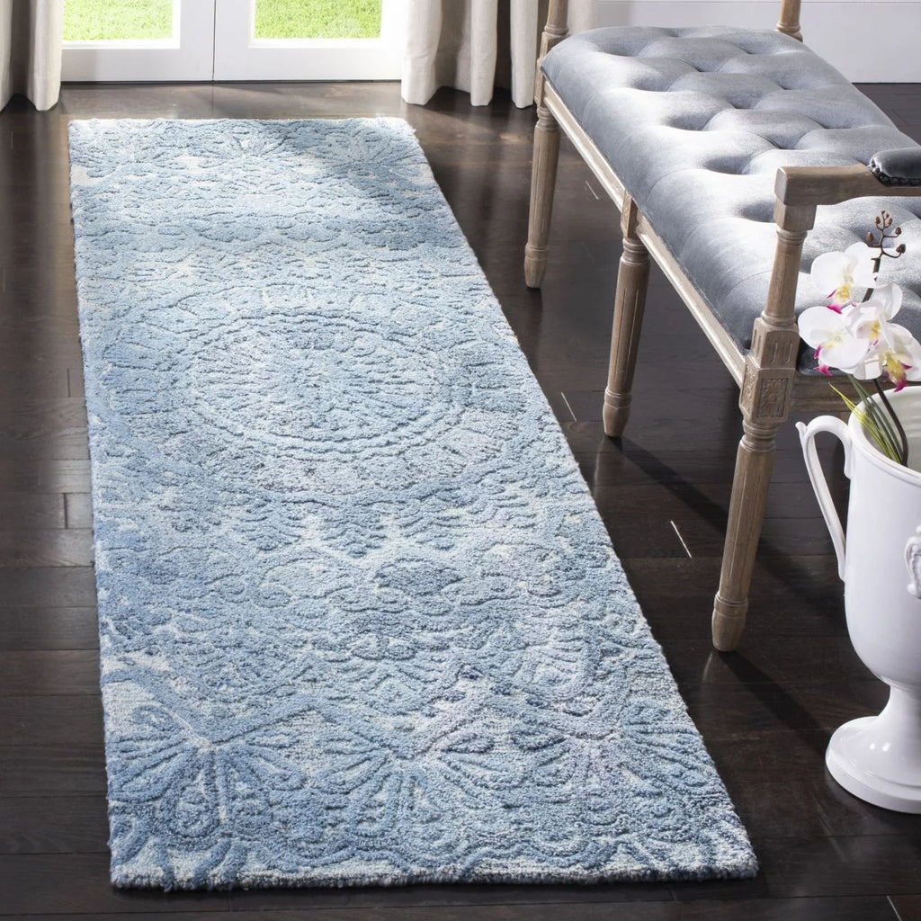 Blue / Ivory Handmade Rug Q88110