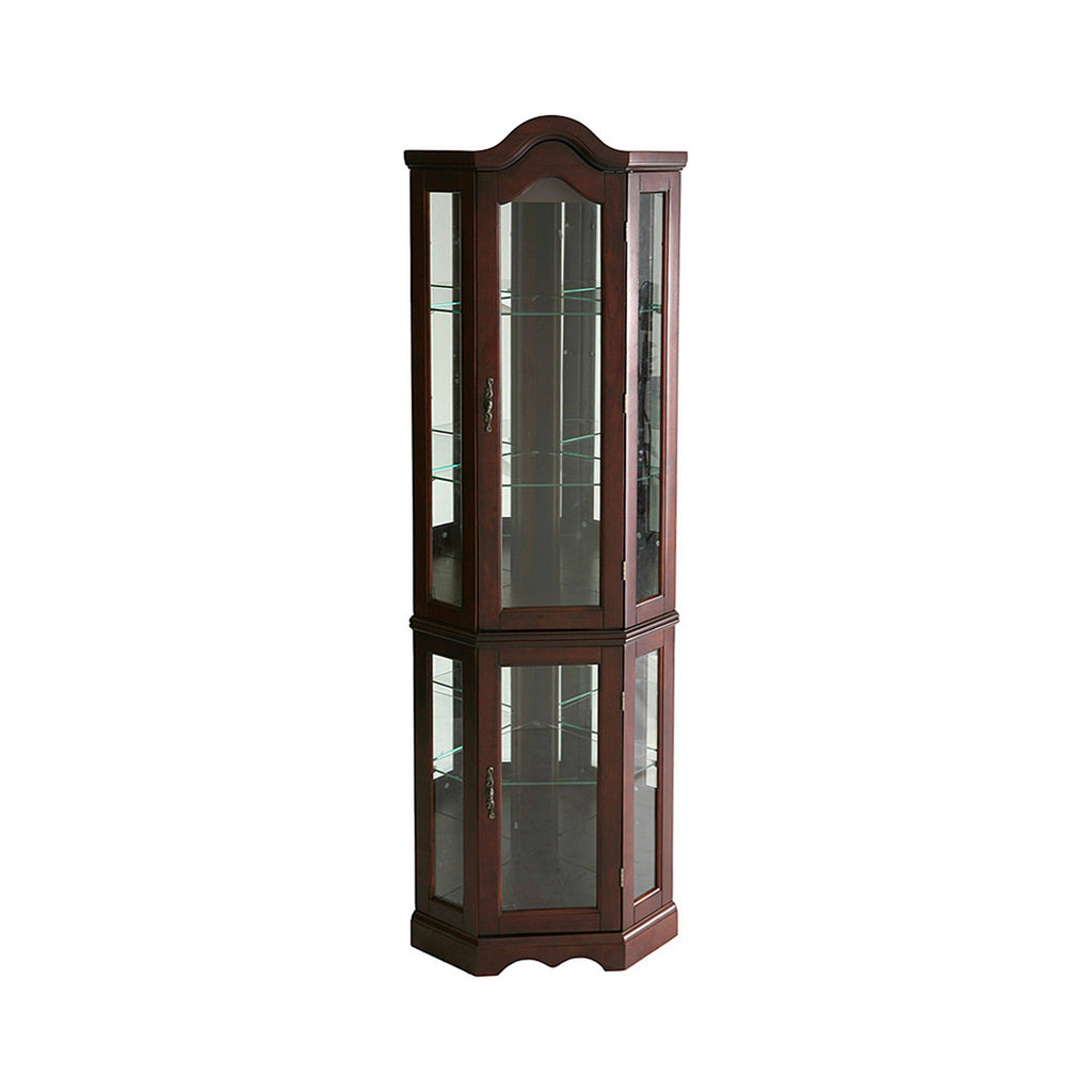 Lighted Corner Curio Cabinet Mahogany V41023