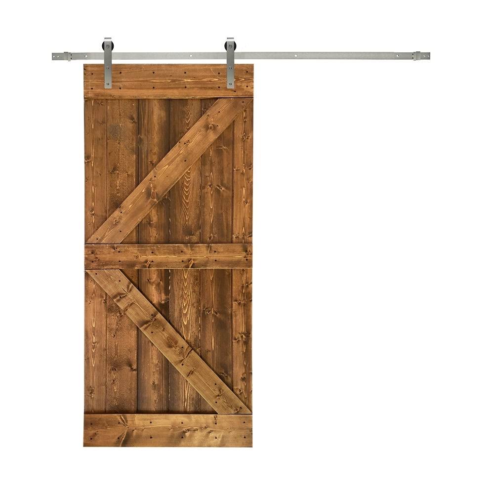 Solid Ocean Blue Stained Pine Wood Interior Sliding Barn Door with Hardware Kit J6871