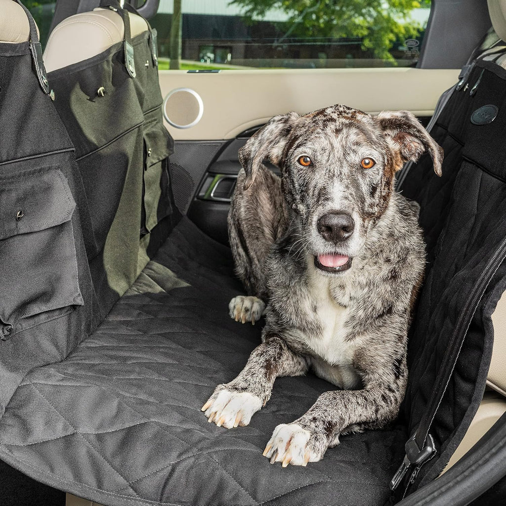 Grey Quilted Dog Car Seat Cover W3690