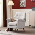Chenille-Orange Upholstered Fabric Armchair with Wood Legs J6407