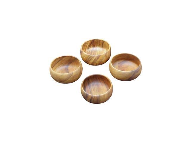 Set of 4 Acacia Wood Round Serving Bowl P200