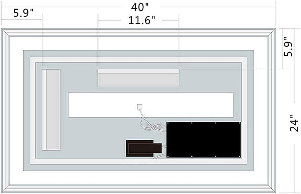 60 x 36 Inch Illuminated LED Bathroom Mirror with Smart Button, Anti Fog, Dimmable, Bluetooth Speakers V453047