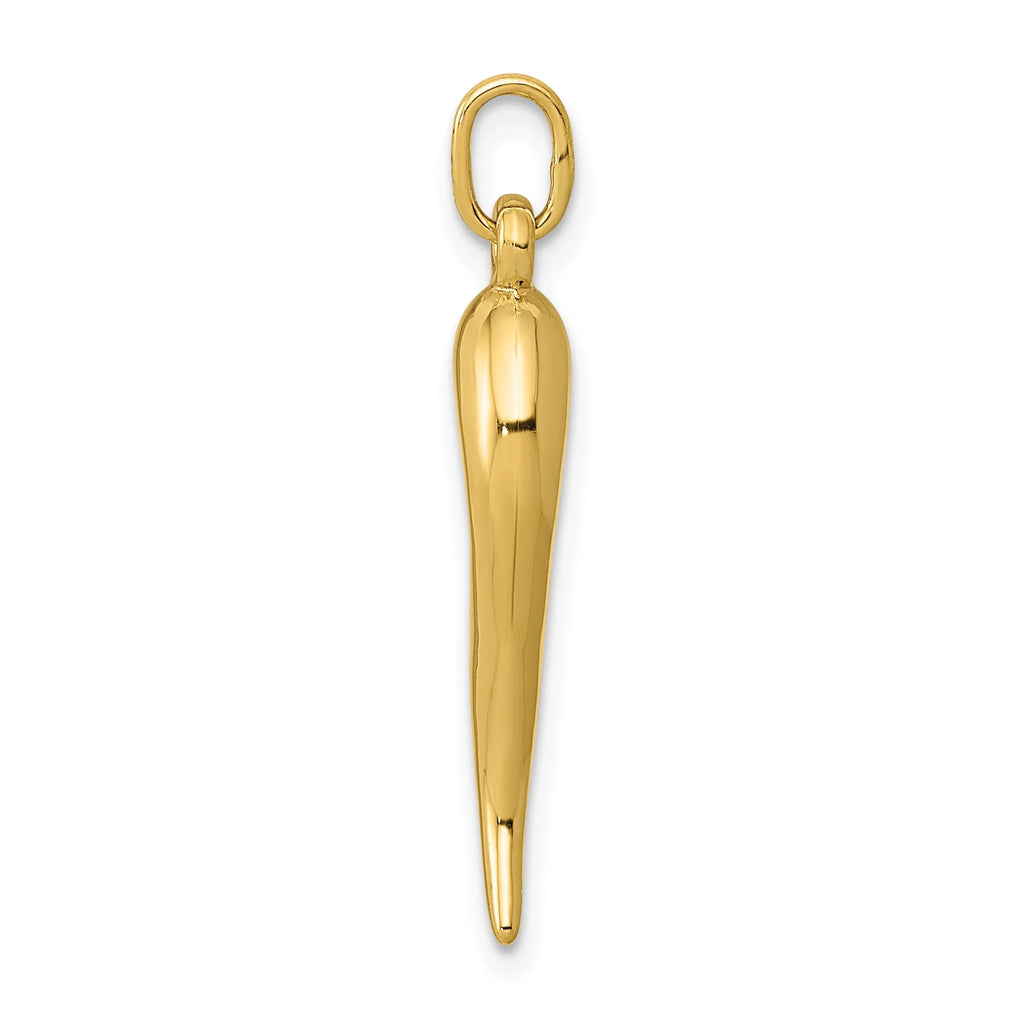 14K Yellow Gold Italian Horn Pendant Charm A881057