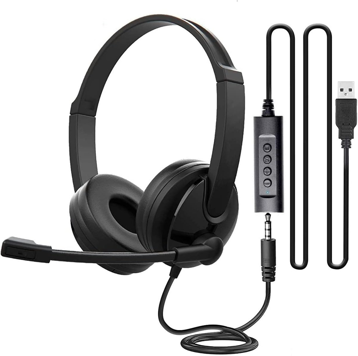 USB Headset with Microphone Noise Cancelling, Wired 3.5mm, Pack of 2 C410