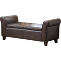 Dark Brown Faux Leather Storage Ottoman I921643
