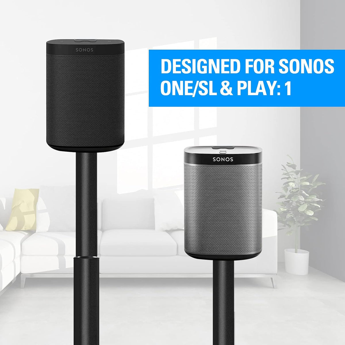 Speaker Stand with Cable Management, Height Adjustable 39.6"-48.3", Pack of 2 Q174742