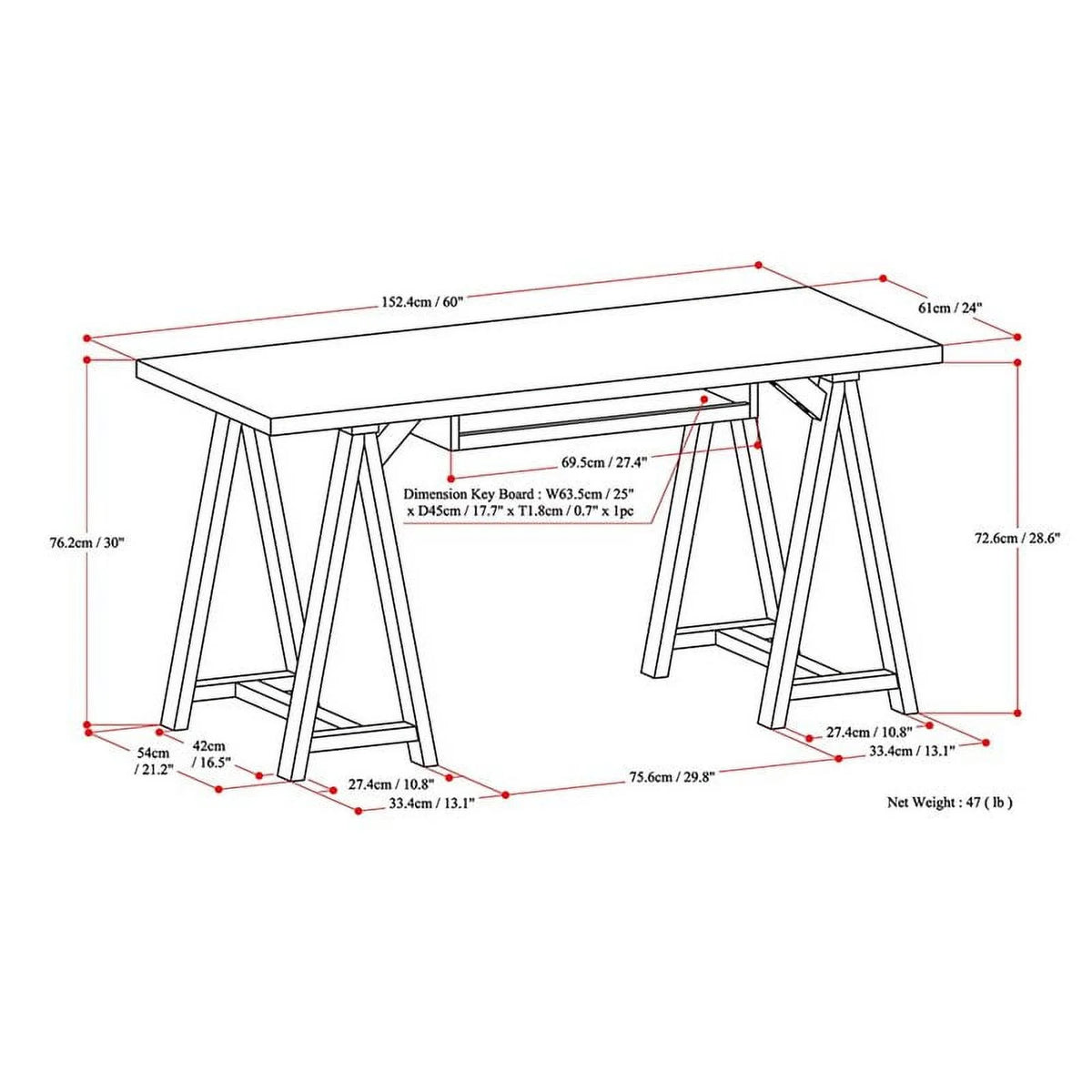 Rustic Solid Wood Computer Desk in Distressed Gray M862