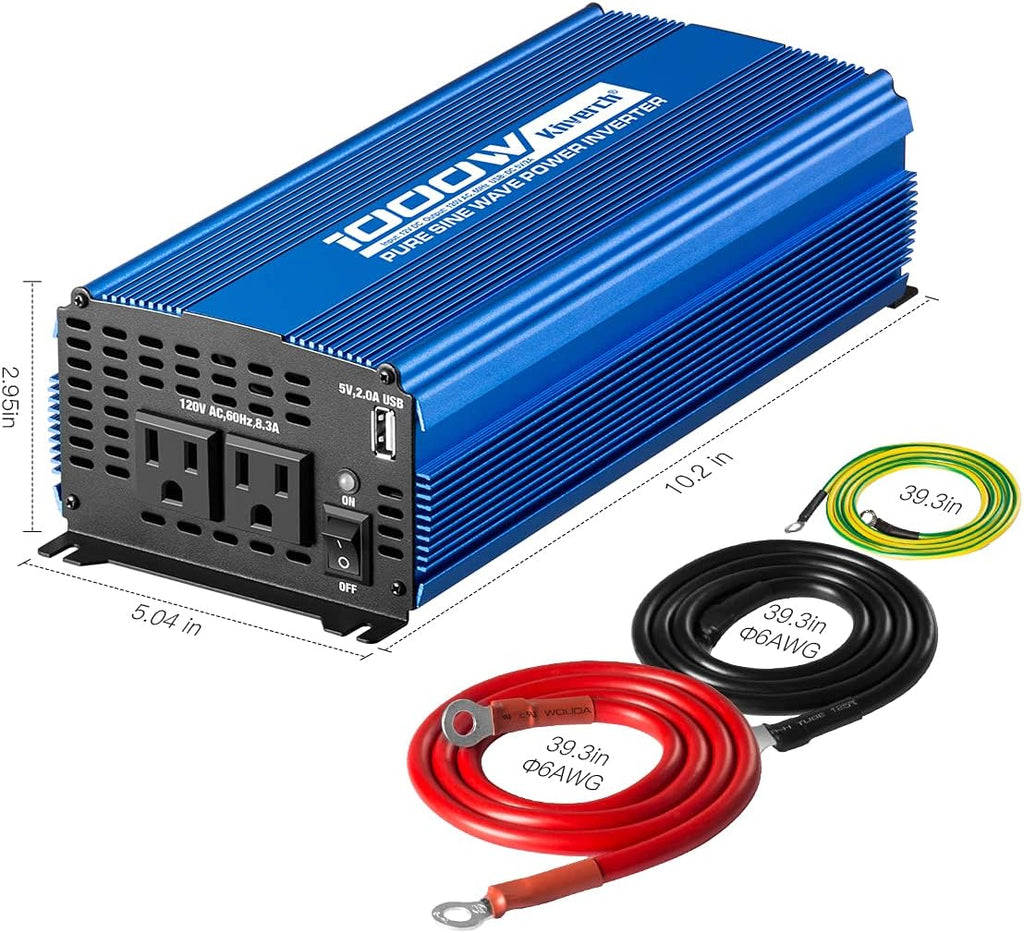 3000W Power Inverter DC12V to 110V AC Car Inverter with 4AC Outlets 2USB Port E6688