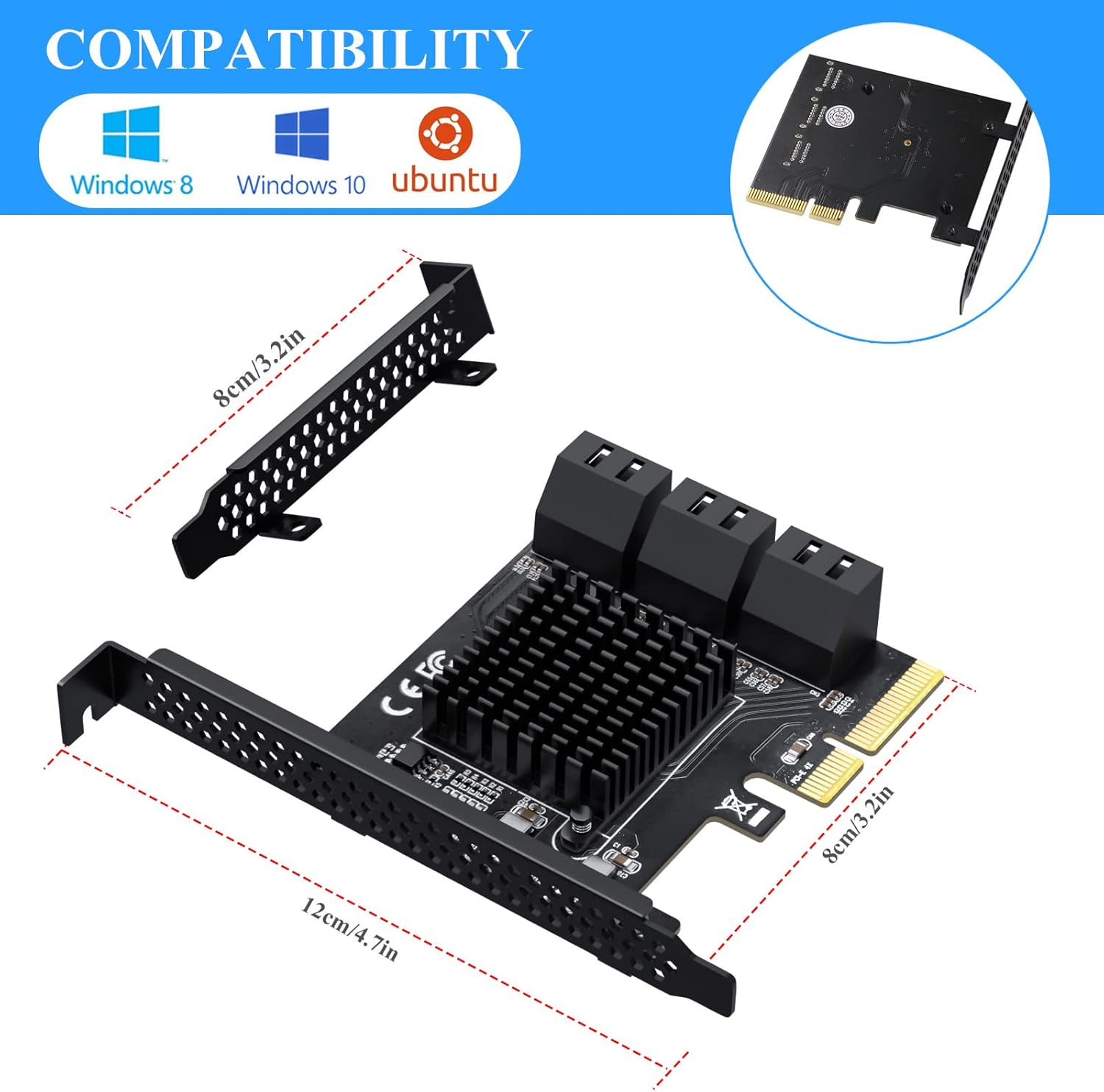 PCIe 4X SATA Card, 6 Ports, Non-Raid, SATA 3.0 B85698