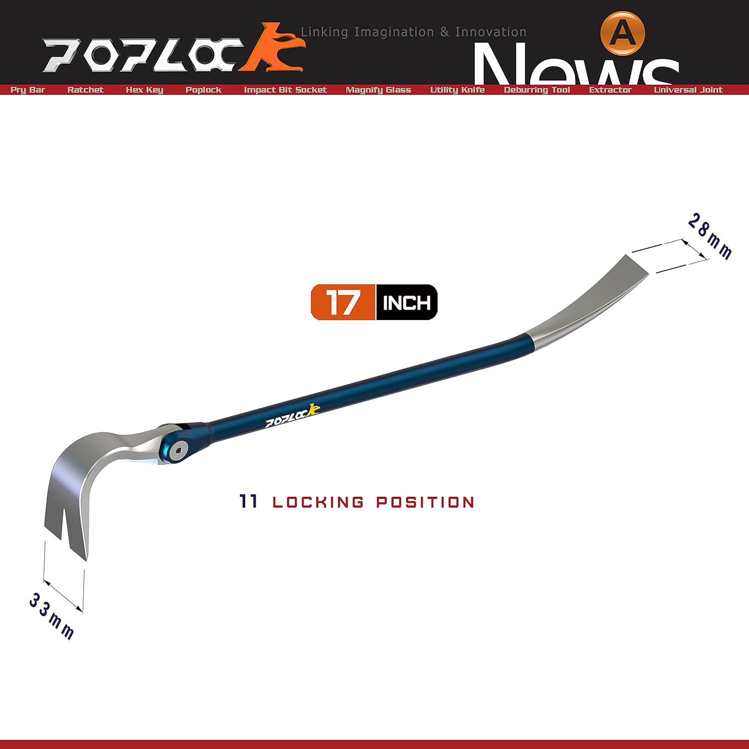 17" Indexing Pry Bar Adjustable Nail Puller, Pack of 2 O933