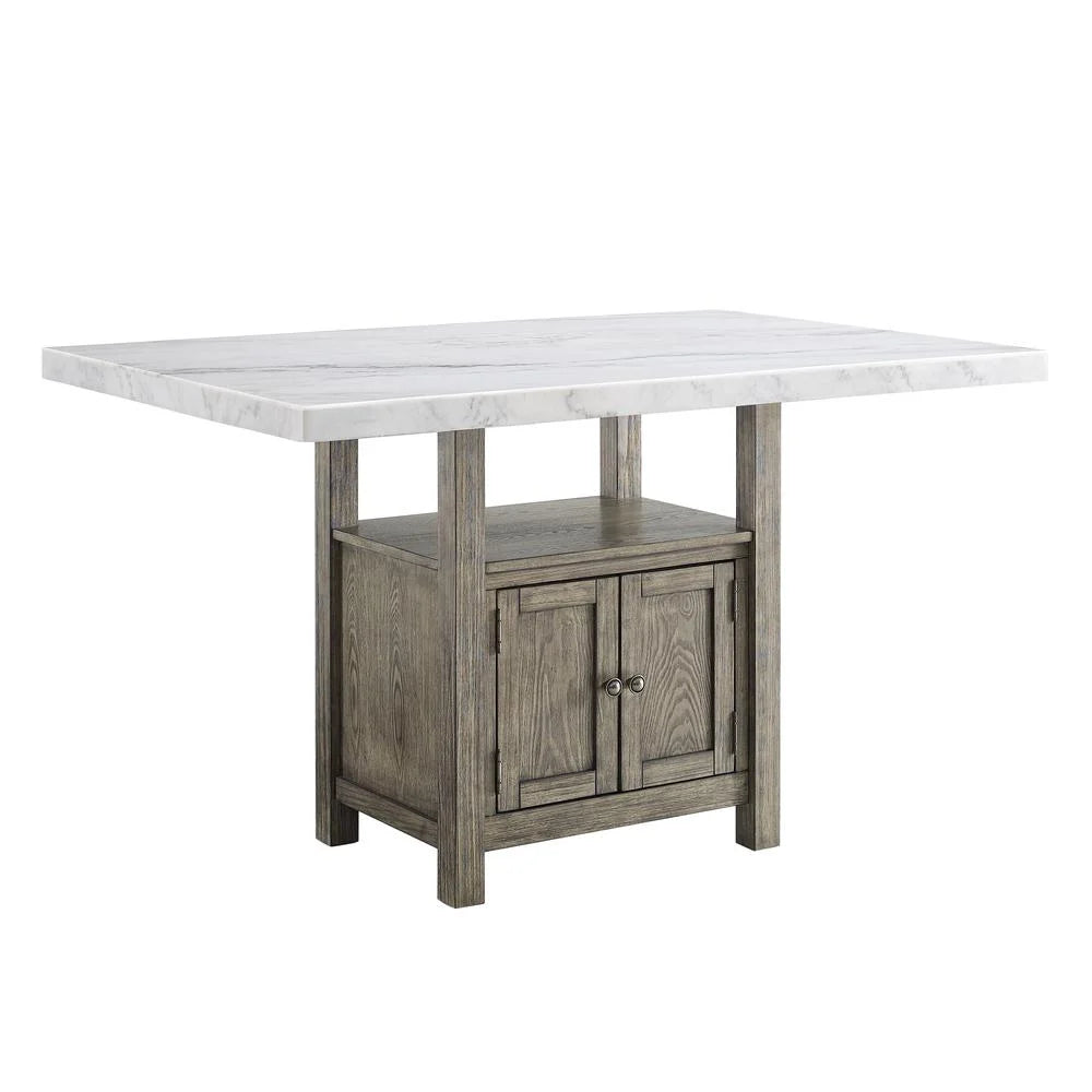 White Marble and Driftwood 6-Piece Counter Height Set S7000