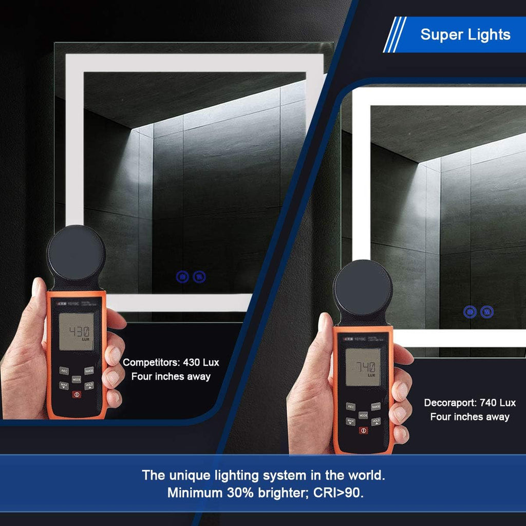 60 x 36 Inch Illuminated LED Bathroom Mirror with Smart Button, Anti Fog, Dimmable, Bluetooth Speakers V453047