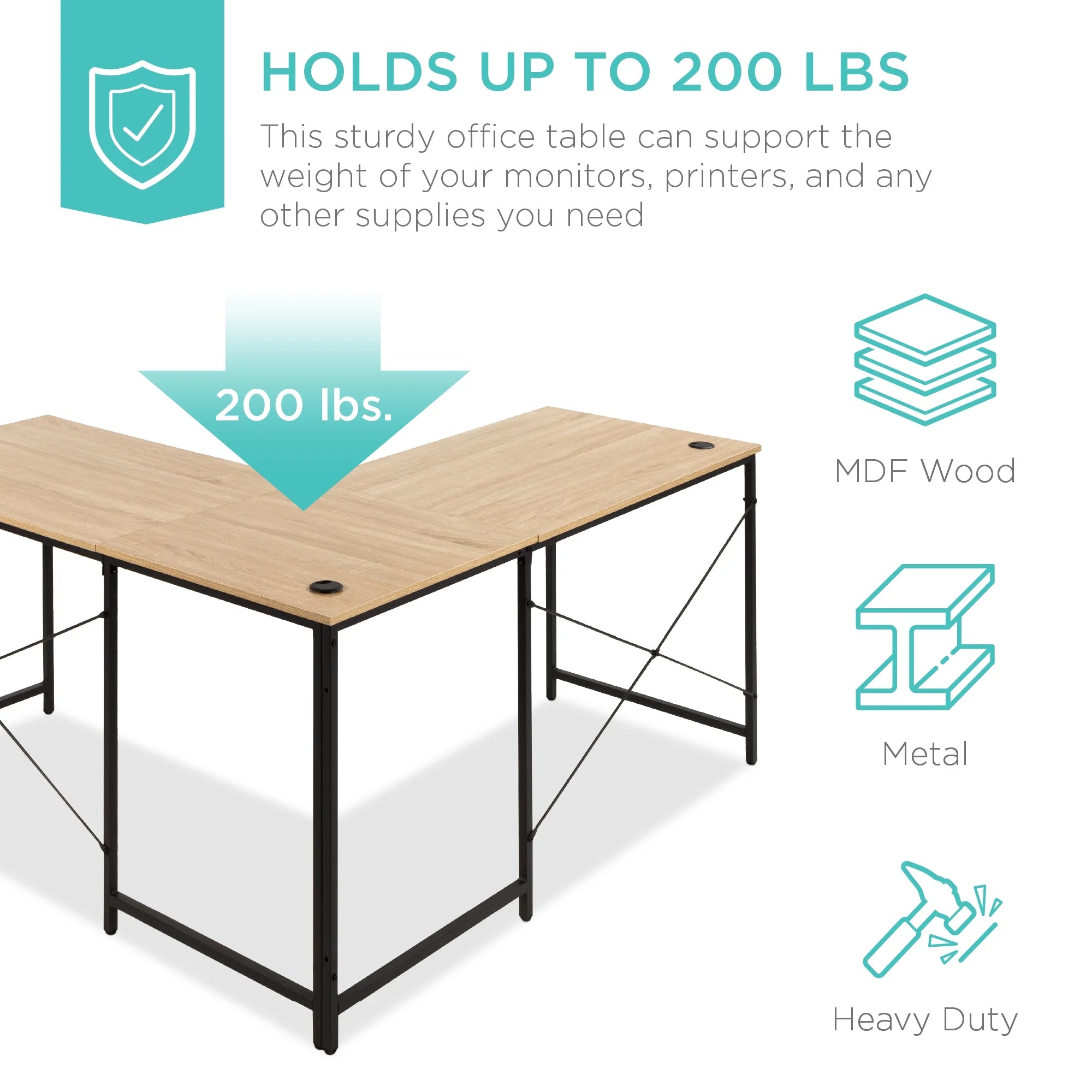 Oak/Black Modular L-Shaped Desk T75034