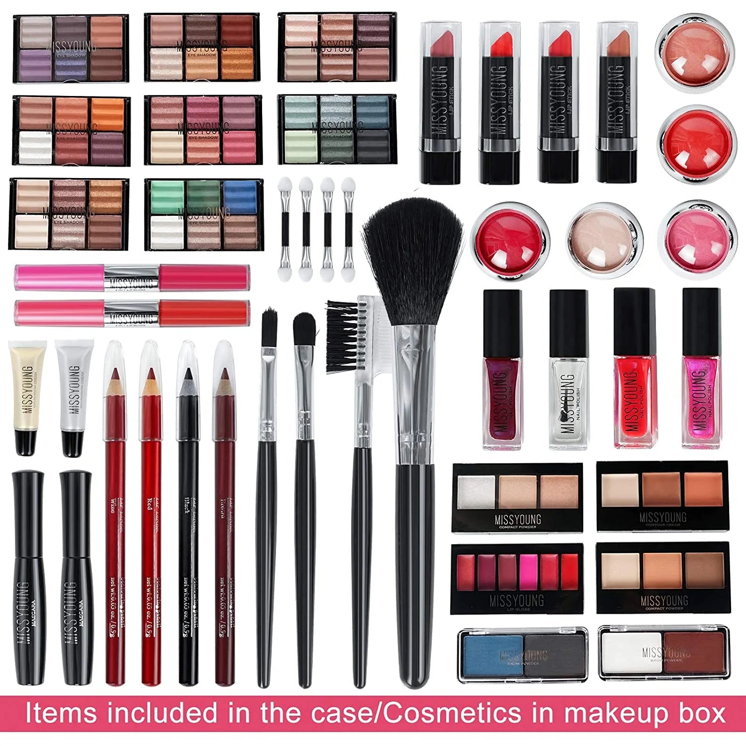 Makeup Kit with Eyeshadow Palette Lipstick Blush Foundation Concealer Face Powder Mascara Lipgloss Brush J771