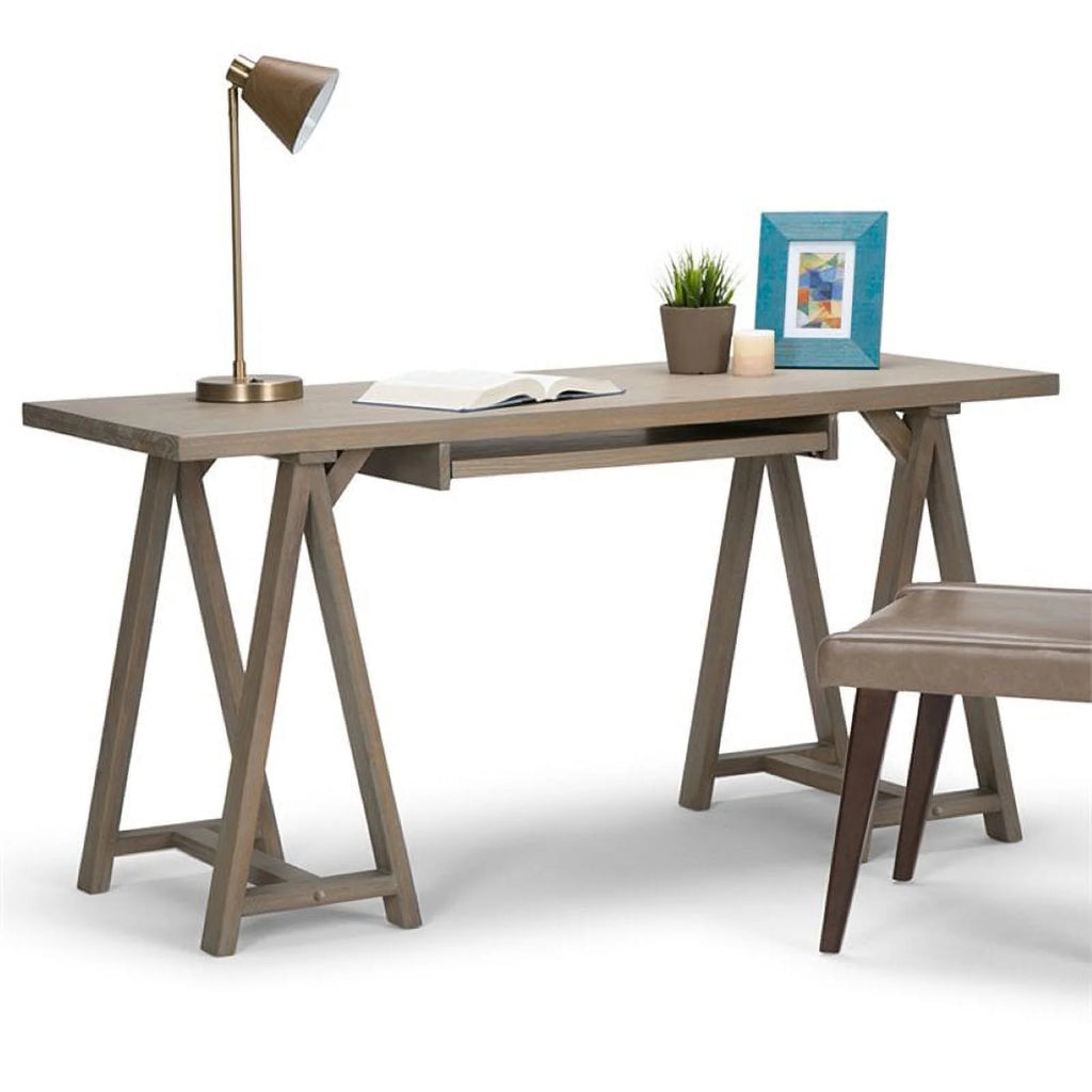 Rustic Solid Wood Computer Desk in Distressed Gray M862