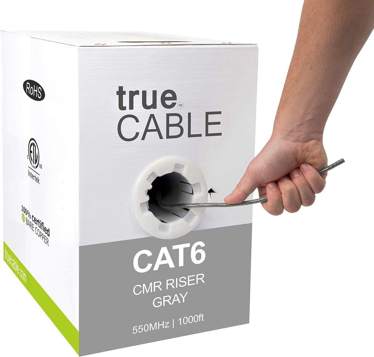 Cat6 Riser 1000ft Yellow 23AWG 4 Pair Solid Bare Copper Bulk Ethernet Cable D215