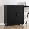 Black Metal Storage Cabinet with Lock Doors, 5 Shelves E12708