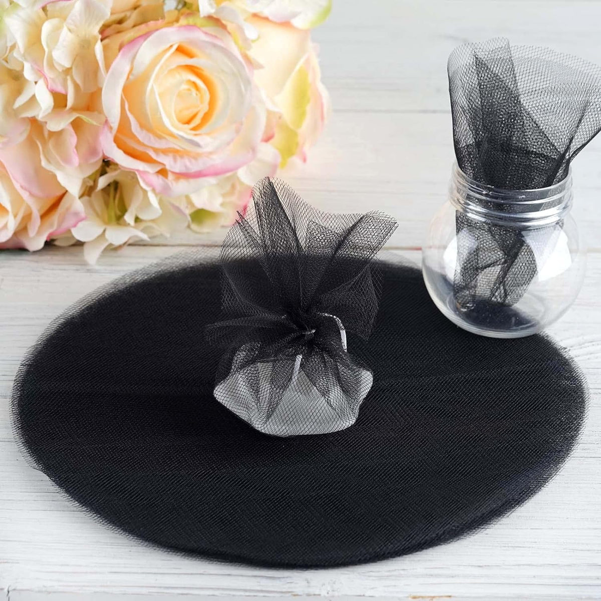 Black 25 Pc Tulle Circles P568