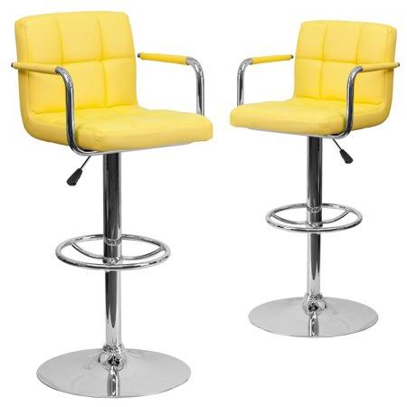 Yellow Adjustable Quilted Barstool O99237