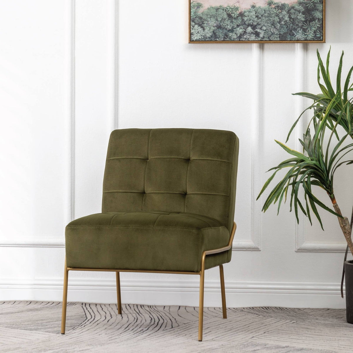 Walnut Faux Leather Armless Accent Chair O104