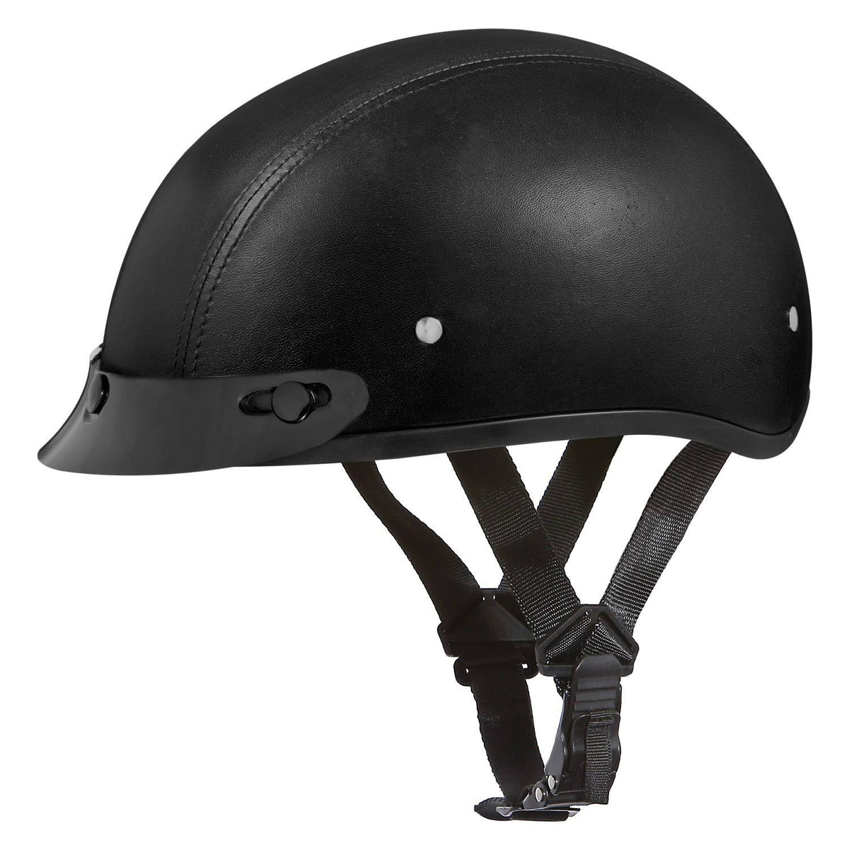 Skull Cap Helmet with Visor Leather Covered V40562