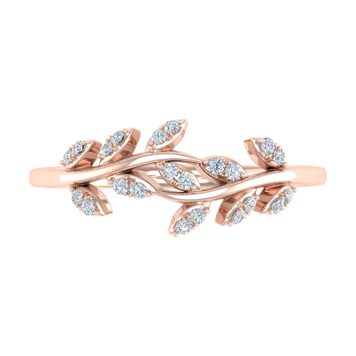 10K Rose Gold Diamond Nature Wedding Band O23393