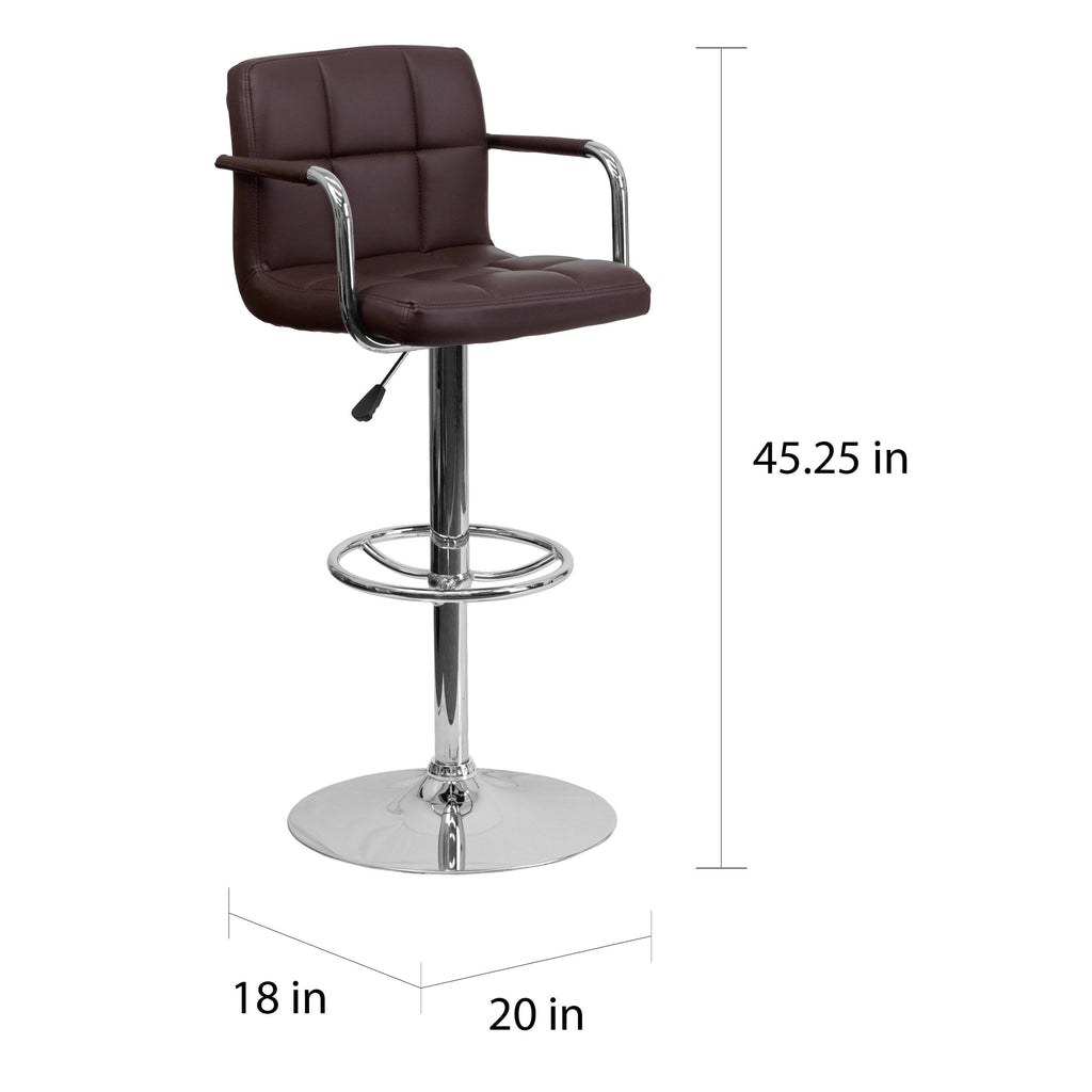 Yellow Adjustable Quilted Barstool O99237