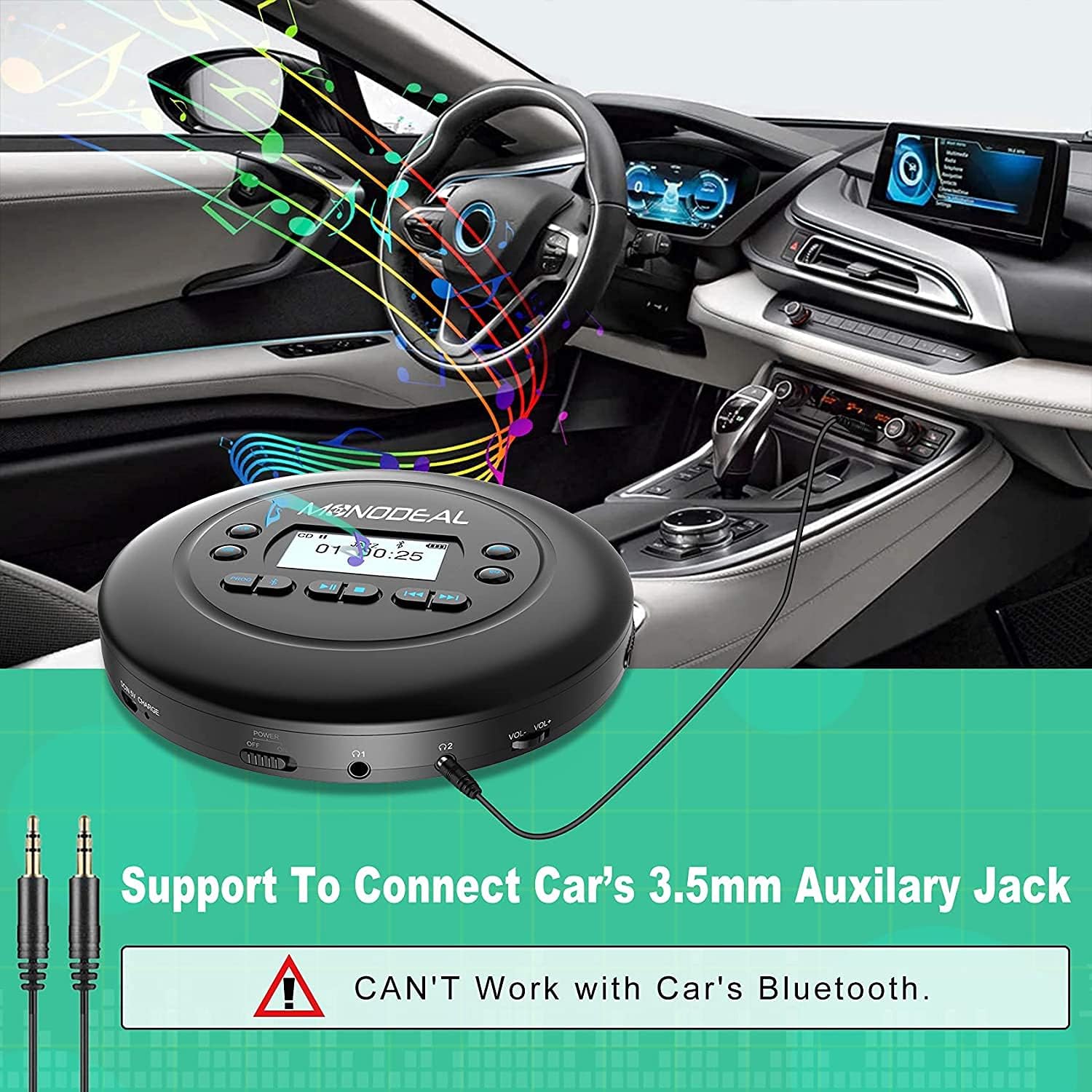 Bluetooth CD Player with Headphones, Pack of 2 L3310