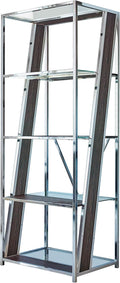 4-Tier Chrome Bookcase with Glass Shelf T70587