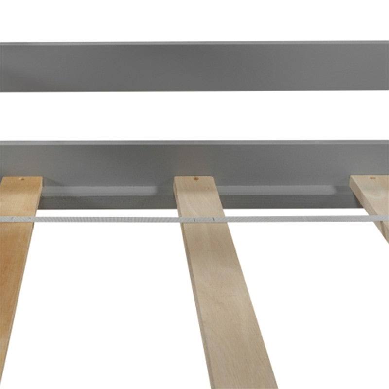 Gray Twin Size Wooden Loft Bed with Rolling Desk and Cabinet C59307