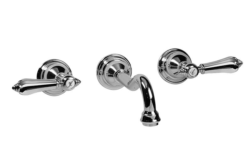 Double Handle Wall Mount Widespread Bathroom Sink Faucet O484