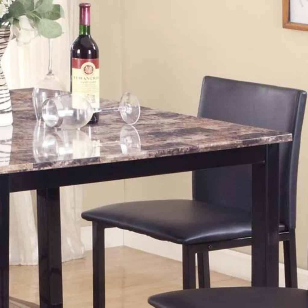 Black Counter Dining Set with Laminated Faux Marble Top S70315