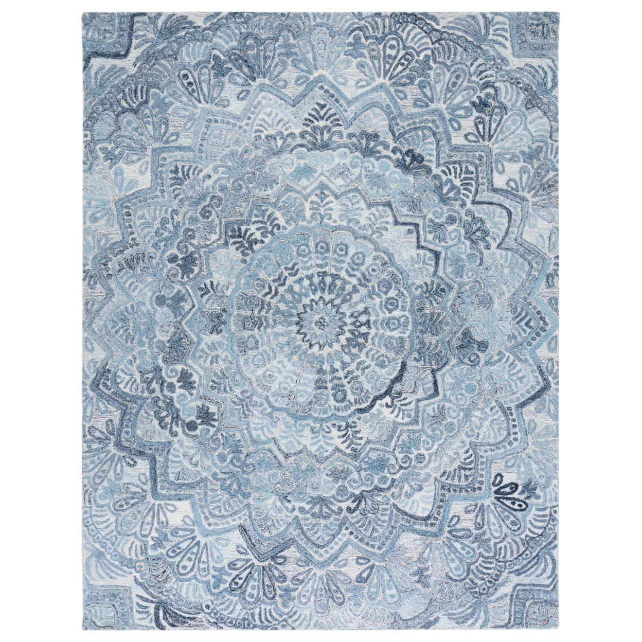 Blue / Ivory Handmade Rug Q88110