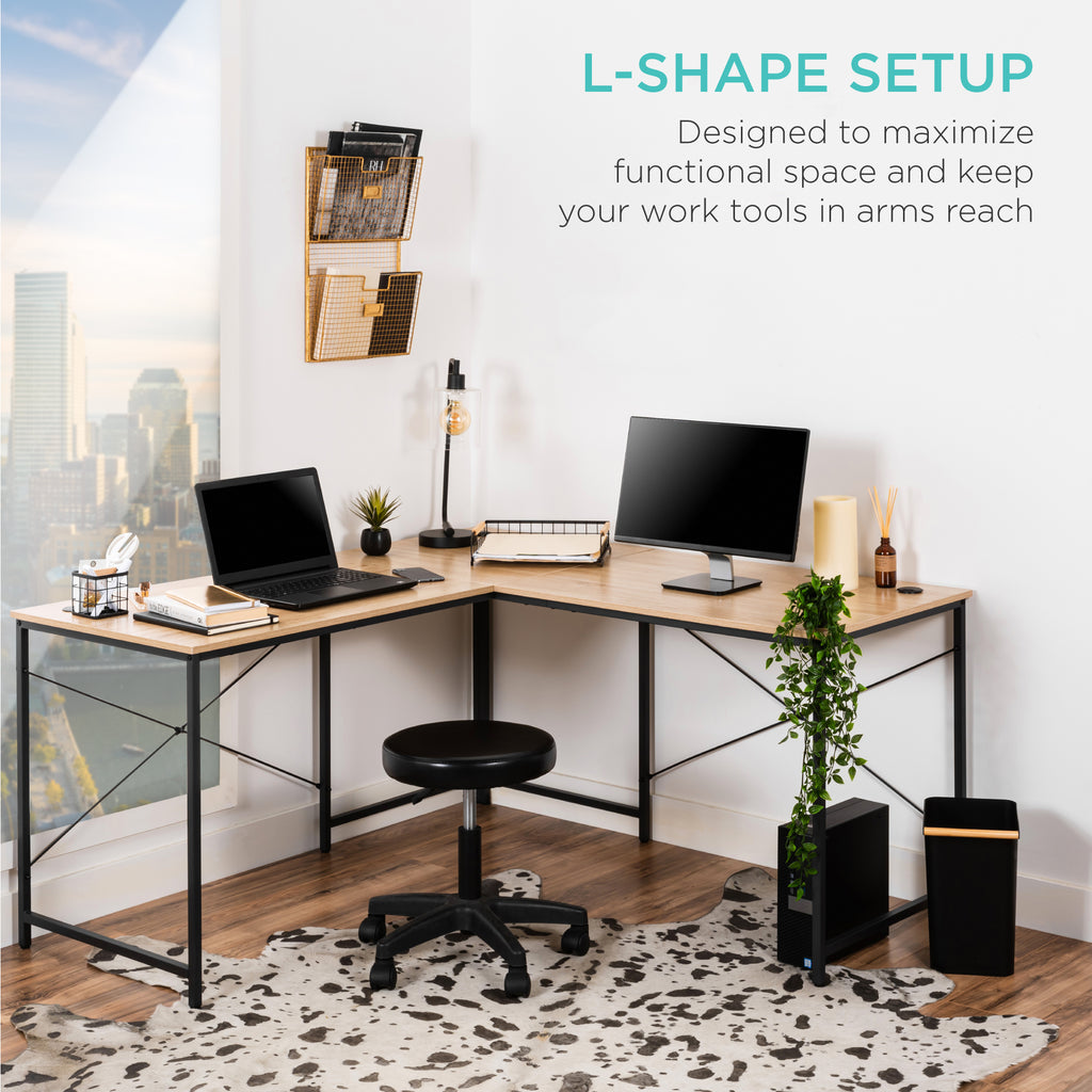 Oak/Black Modular L-Shaped Desk T75034