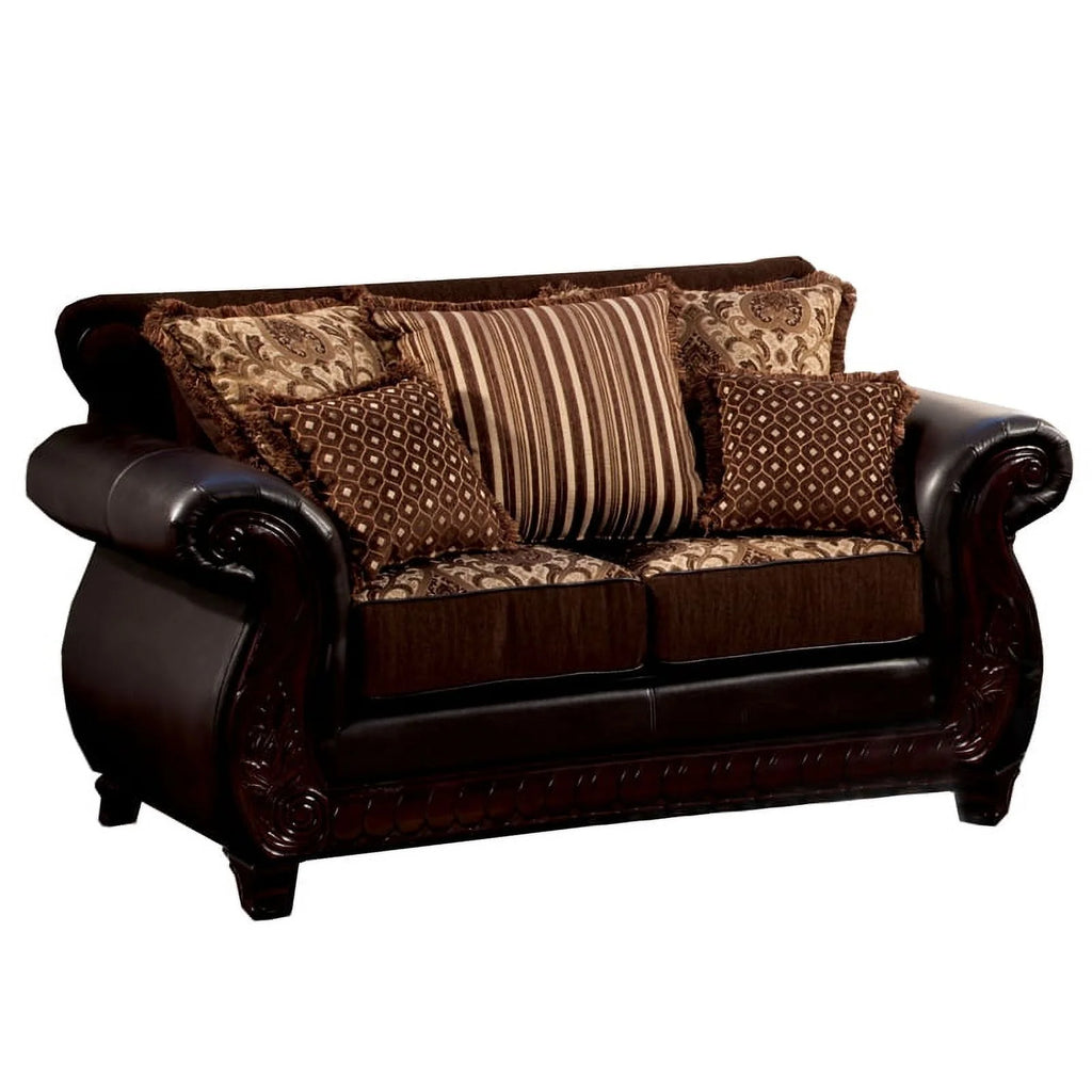 Dark Brown Faux Leather 2-Piece Sofa Set J41433
