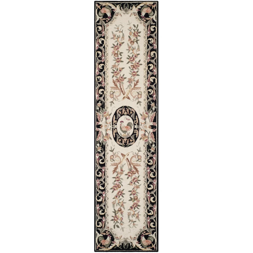 Ivory/Black Wool Novelty Area Rug S3415