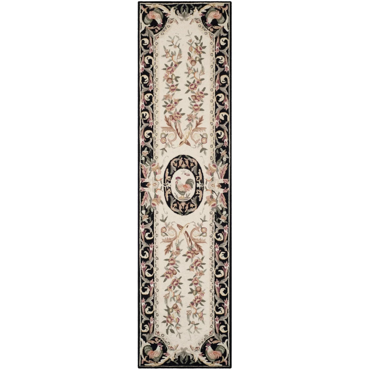 Ivory/Black Wool Novelty Area Rug S3415
