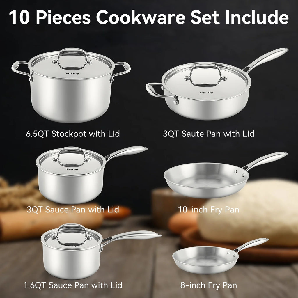 10PC Tri-Ply Stainless Steel Induction Cookware Set O4509