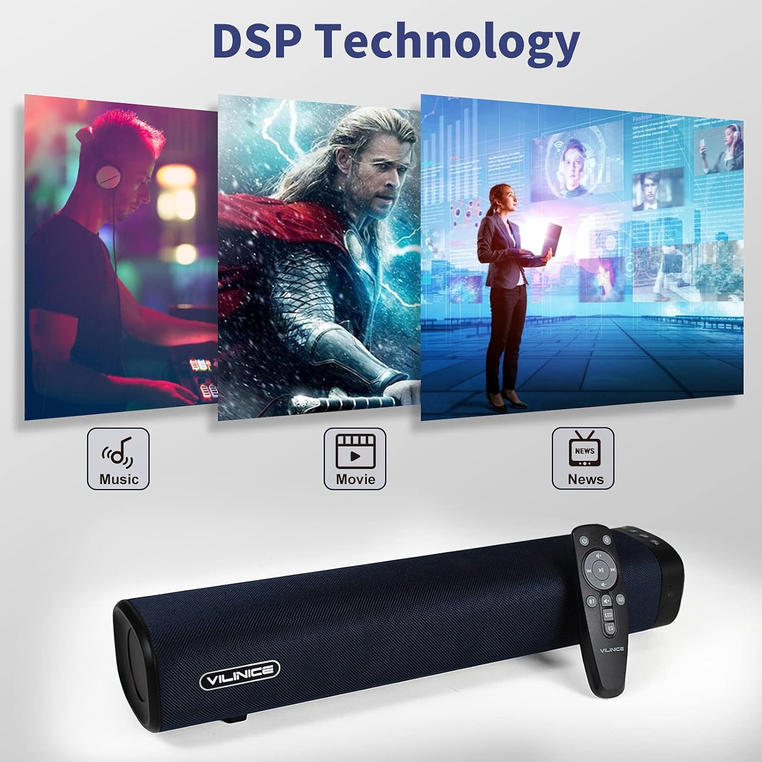 2 Pc 16-Inch Sound Bar with Wireless Bluetooth 5.0 D261037