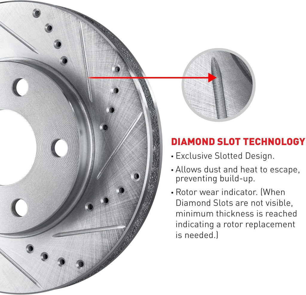 Drilled and Slotted Brake Rotors and Pads with Hardware Kit I444720